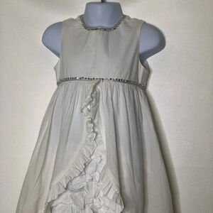 Room Seven girls white ruffled silver Sequin dress
